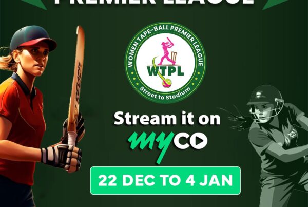 Women’s Tape Ball Premier League 2025 event cover showing match schedule at Naya Nazimabad Stadium, Karachi